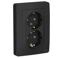 Розетка двойная 2К+З Systeme Electric Blanca 16A 250V со шторками антрацит BLNRS001126
