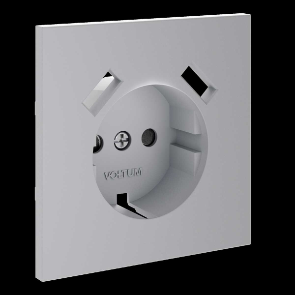 Накладка для розетки с заземлением и защитными шторками, с USB A+A, S70 (серый) Voltum VLS000916