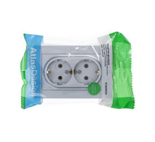 Розетка двойная 2К+З Systeme Electric AtlasDesign 16A 250V алюминий ATN000324