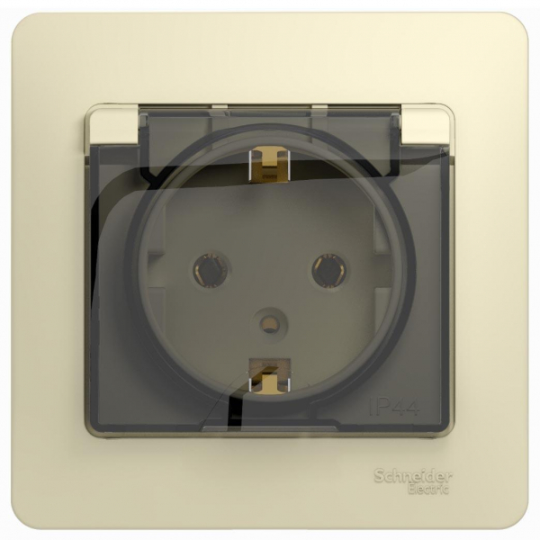 Розетка 2К+З Systeme Electric Glossa 16A 250V со шторками и крышкой бежевая GSL000246 Розетка 2К+З Systeme Electric Glossa 16A 250V со шторками и крышкой бежевая GSL000246