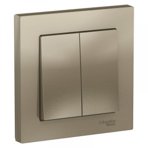 Выключатель двухклавишный Systeme Electric AtlasDesign 10A 250V шампань ATN000552