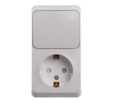 Блок розетка-выключатель Systeme Electric Этюд белый BPA16-201B