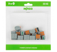 222-413 Универсальная клемма, 3-проводная, серая (0,08-2,5/4 мм²) (20 шт/уп) WAGO 07-5153-20