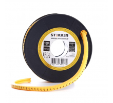 Кабель-маркер '1' для провода сеч. 6мм2 STEKKER CBMR40-1 , желтый, упаковка 500 шт