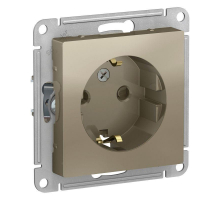 Розетка 2К+З Systeme Electric AtlasDesign 16A 250V со шторками шампань ATN000545