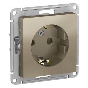 Розетка 2К+З Systeme Electric AtlasDesign 16A 250V со шторками шампань ATN000545