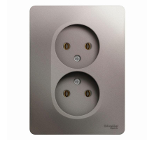 Розетка двойная 2К Systeme Electric Glossa 16A 250V платина GSL001220