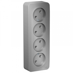 Розетка четырехместная 2К Systeme Electric Blanca 16A 250V алюминий BLNRA000413