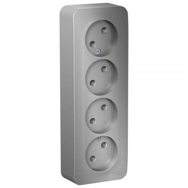 Розетка четырехместная 2К Systeme Electric Blanca 16A 250V алюминий BLNRA000413 Розетка четырехместная 2К Systeme Electric Blanca 16A 250V алюминий BLNRA000413