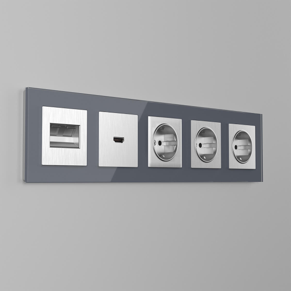 Накладка Werkel для розетки HDMI серебряный рифленый WL09-HDMI-CP 4690389128318