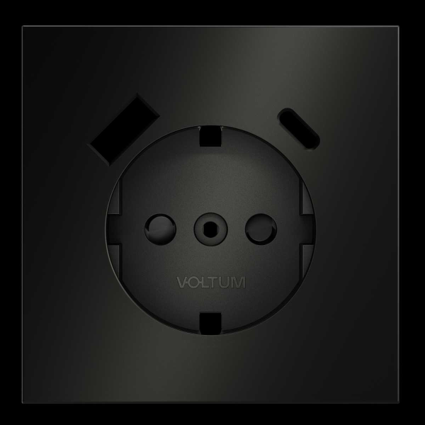 Накладка для розетки с заземлением и защитными шторками, с USB A+C, S70 Metal (антрацит) Voltum VLSM001012