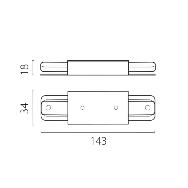 Питание центральное короткое (143mm) для трека 50202X(-T), 50203X(-T) Lightstar Barra 502186-1