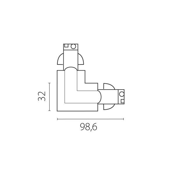 Соединение угловое перекидное с подводом питания к треку 5040xx-(F)/(R) Quattro Lightstar 504126-FRPS