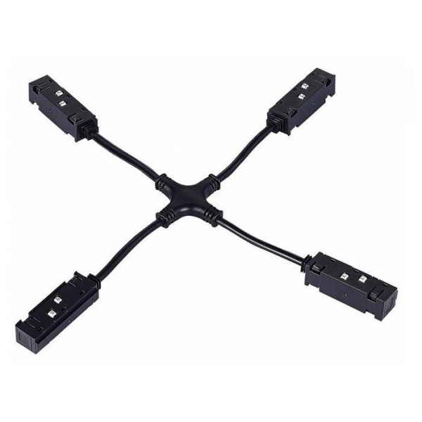 Коннектор питания Х-образный Hesby Lighting ElDeko для шинопровода 48В, чёрный HSBL_0153 Коннектор питания Х-образный Hesby Lighting ElDeko для шинопровода 48В, чёрный HSBL_0153