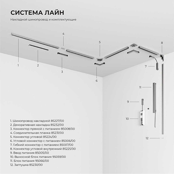 Коннектор угловой для накладного шинопровода никель Elektrostandard 85224/00_система Лайн a072709