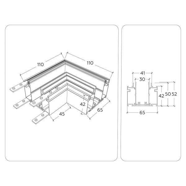 Коннектор L-образный встраиваемый Ambrella Light Track System Magnetic 220V GL1046 Коннектор L-образный встраиваемый Ambrella Light Track System Magnetic 220V GL1046
