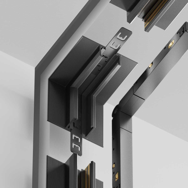 Коннектор угловой внутренний Exility X встраиваемый под ГКЛ 12,5мм, черный Maytoni Technical EXILITY X Accessories for tracks Exility X TRA239ICL-42.1