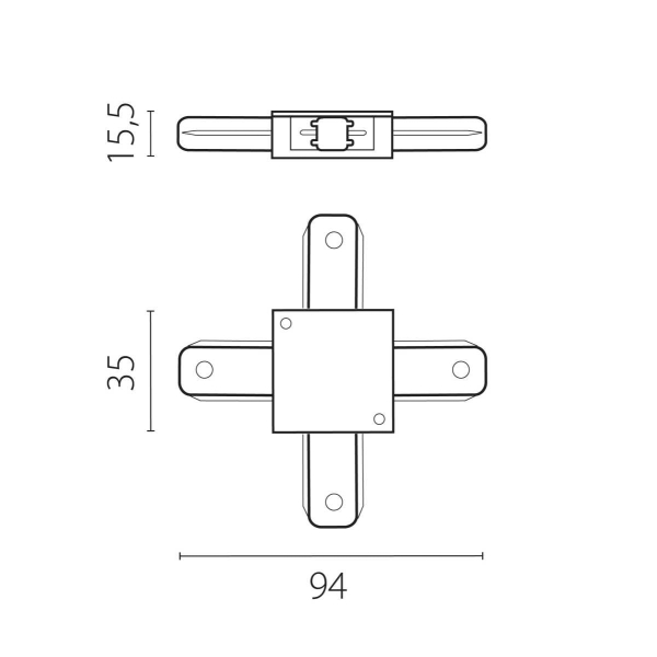 Соединитель X-образный однофазный к 50202X-P, 50203X-P Lightstar Barra 502147-P