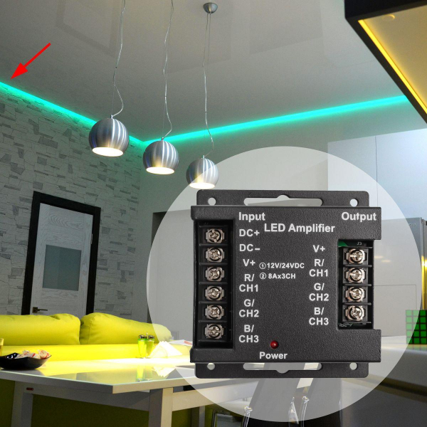 Усилитель RGB Apeyron 12/24V 04-04(288) Усилитель RGB Apeyron 12/24V 04-04(288)