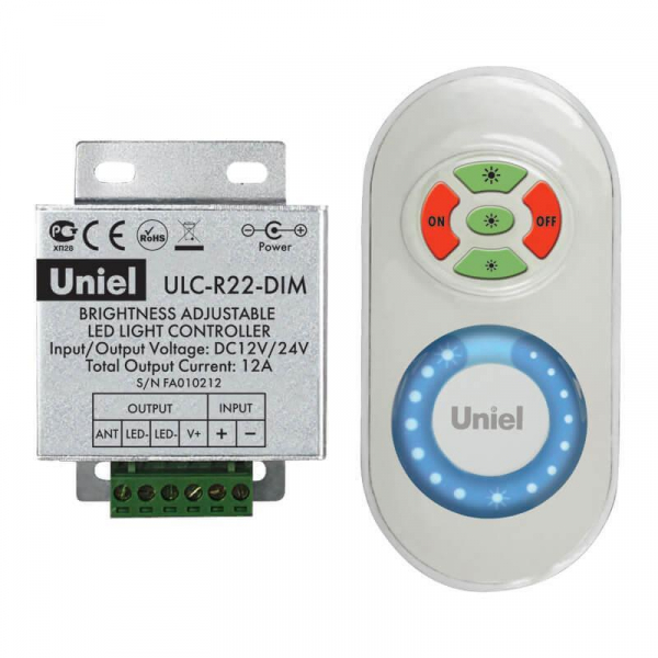 Контроллер для управления яркостью одноцветных светодиодов Uniel ULC-R22-Dim White 05947 Контроллер для управления яркостью одноцветных светодиодов Uniel ULC-R22-Dim White 05947
