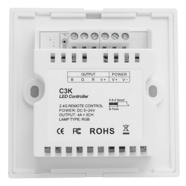 Контроллер встраиваемый RGB Apeyron с диммером 12/24V 04-14 Контроллер встраиваемый RGB Apeyron с диммером 12/24V 04-14