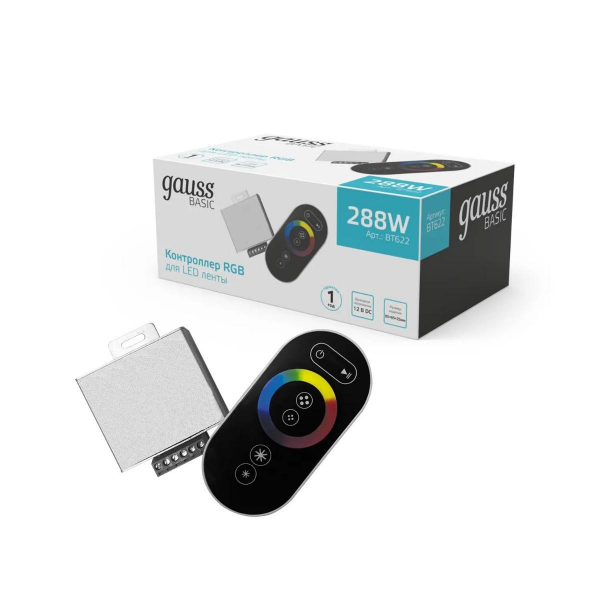Контроллер RGB для светодиодной ленты Gauss Basic LED 12V 288W BT622 Контроллер RGB для светодиодной ленты Gauss Basic LED 12V 288W BT622