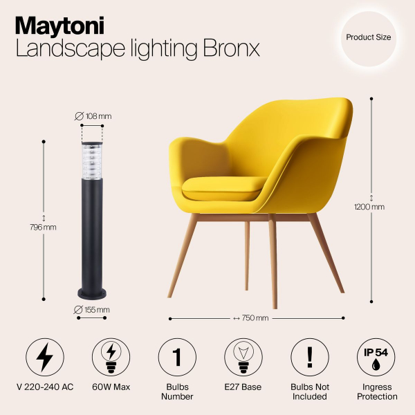 Уличный светильник Maytoni Bronx O576FL-01B Уличный светильник Maytoni Bronx O576FL-01B