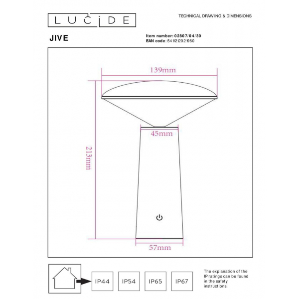 Уличный светодиодный светильник Lucide Jive 02807/04/30 Уличный светодиодный светильник Lucide Jive 02807/04/30