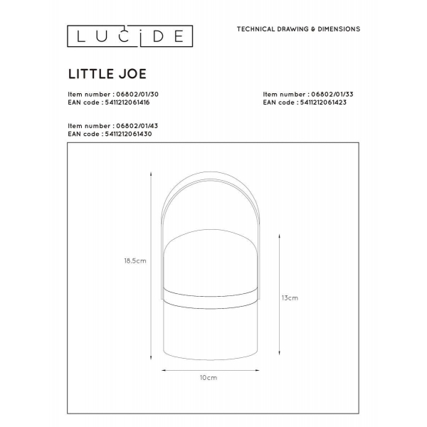 Уличный светодиодный светильник Lucide Little Joe 06802/01/33