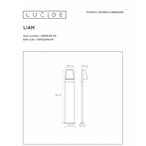 Уличный светильник Lucide Liam 29898/80/29