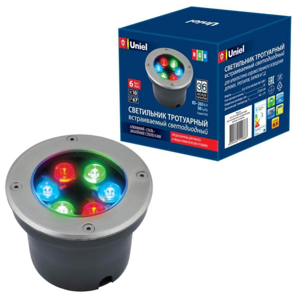 Ландшафтный светодиодный светильник Uniel ULU-B11A-6W/RGB IP67 Grey UL-00006821 Ландшафтный светодиодный светильник Uniel ULU-B11A-6W/RGB IP67 Grey UL-00006821