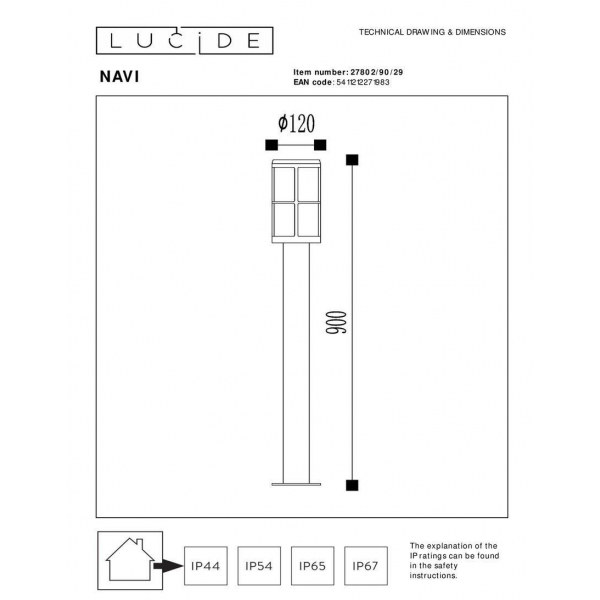 Уличный светильник Lucide Navi 27802/90/29
