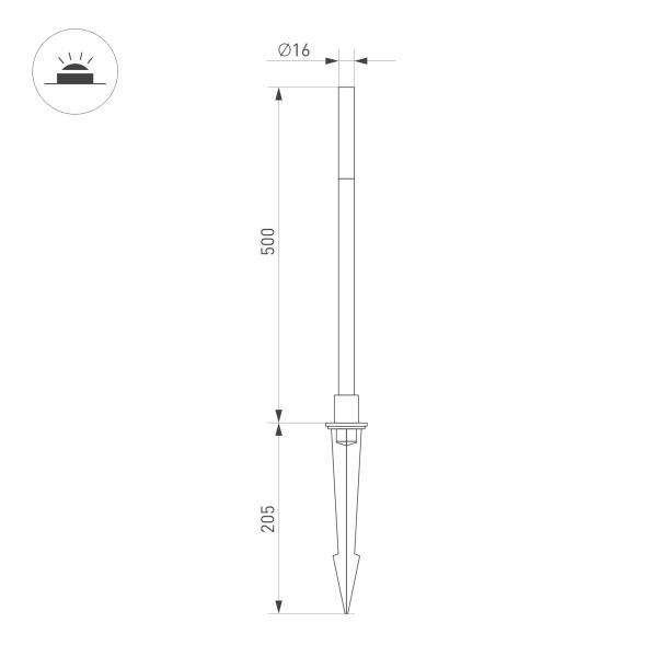 Ландшафтный светодиодный светильник Arlight KT-Canna-L500-1W Warm3000 034161 Ландшафтный светодиодный светильник Arlight KT-Canna-L500-1W Warm3000 034161