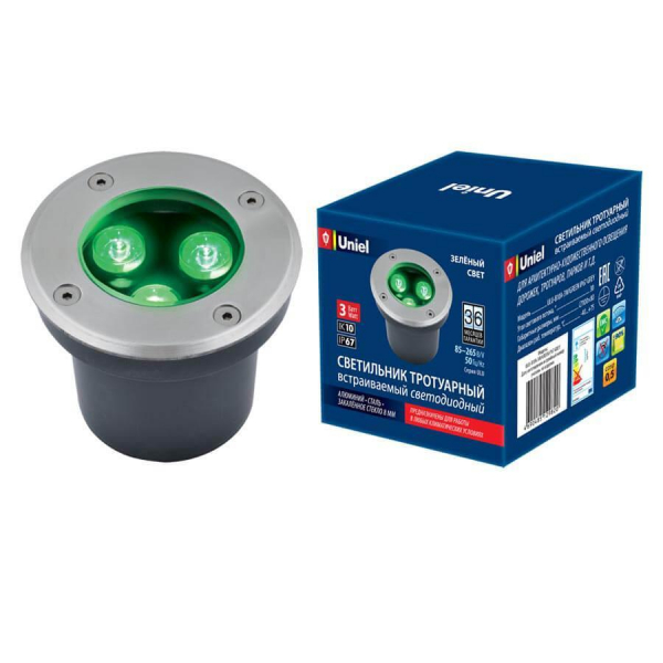 Ландшафтный светодиодный светильник Uniel ULU-B10A-3W/Green IP67 Grey UL-00006819 Ландшафтный светодиодный светильник Uniel ULU-B10A-3W/Green IP67 Grey UL-00006819