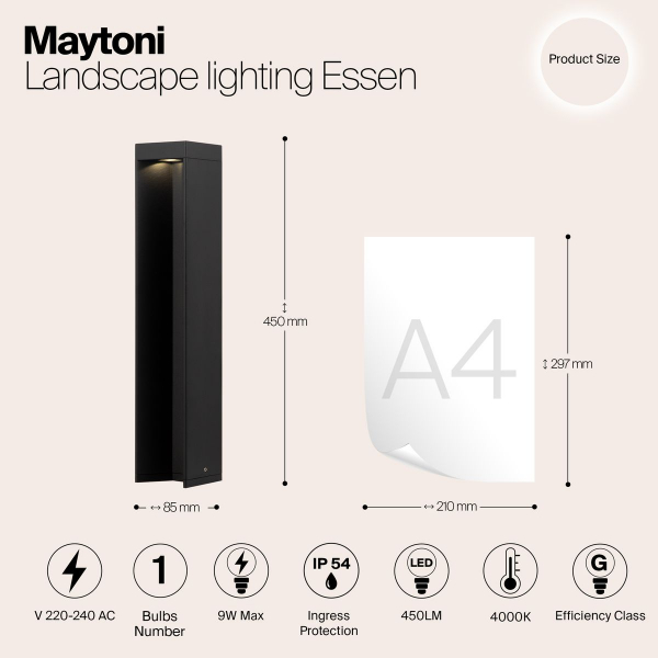 Уличный светодиодный светильник Maytoni Essen O596FL-L9B4K Уличный светодиодный светильник Maytoni Essen O596FL-L9B4K