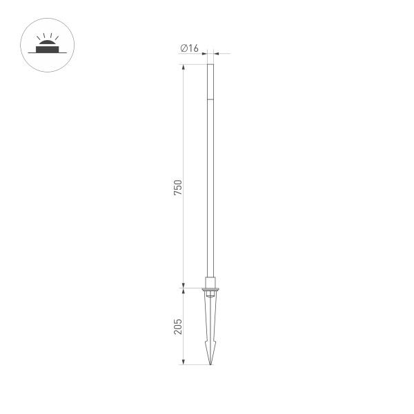 Ландшафтный светодиодный светильник Arlight KT-Canna-L750-1W Warm3000 034162 Ландшафтный светодиодный светильник Arlight KT-Canna-L750-1W Warm3000 034162