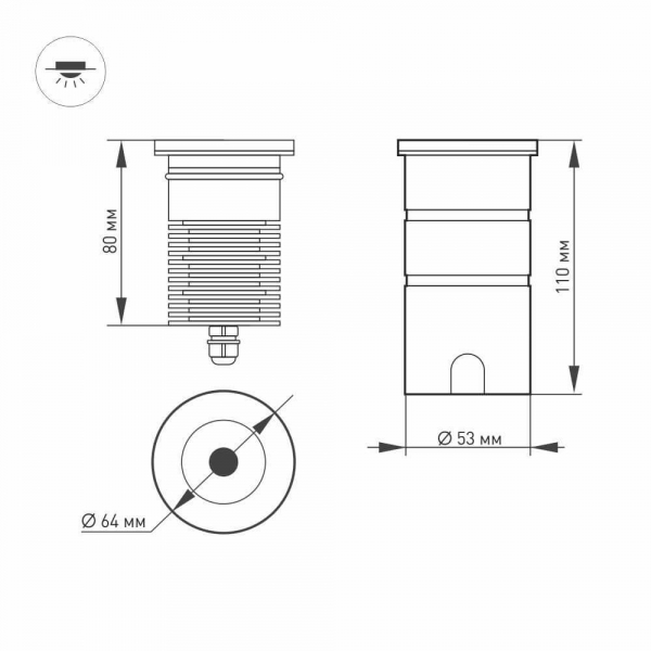 Ландшафтный светодиодный светильник Arlight LTD-Ground-R65-6W Warm3000 026449 Ландшафтный светодиодный светильник Arlight LTD-Ground-R65-6W Warm3000 026449