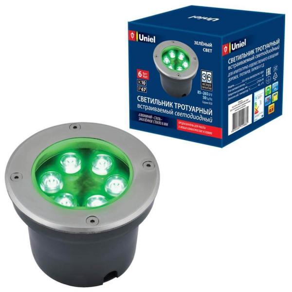Ландшафтный светодиодный светильник Uniel ULU-B11A-6W/Green IP67 Grey UL-00006822 Ландшафтный светодиодный светильник Uniel ULU-B11A-6W/Green IP67 Grey UL-00006822