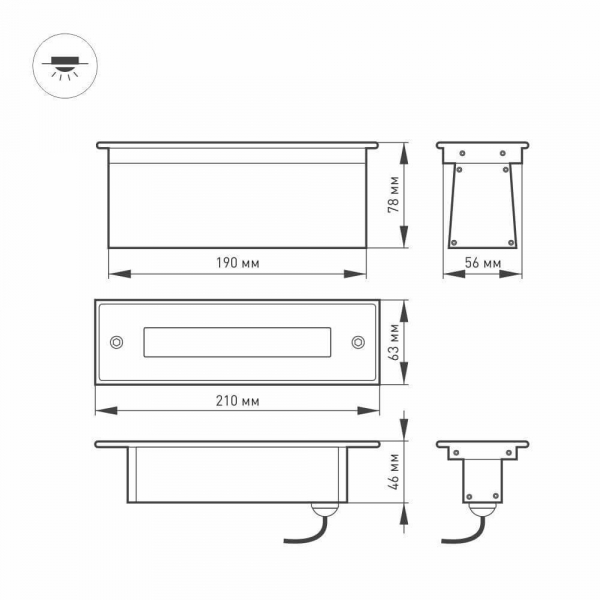 Ландшафтный светодиодный светильник Arlight LTD-Line-Tilt-S210-8W Warm3000 024944 Ландшафтный светодиодный светильник Arlight LTD-Line-Tilt-S210-8W Warm3000 024944