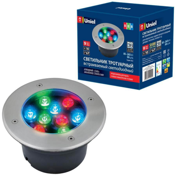 Ландшафтный светодиодный светильник Uniel ULU-B12A-9W/RGB IP67 Grey UL-00006824 Ландшафтный светодиодный светильник Uniel ULU-B12A-9W/RGB IP67 Grey UL-00006824