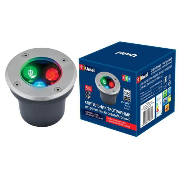 Ландшафтный светодиодный светильник Uniel ULU-B10A-3W/RGB IP67 Grey UL-00006818 Ландшафтный светодиодный светильник Uniel ULU-B10A-3W/RGB IP67 Grey UL-00006818