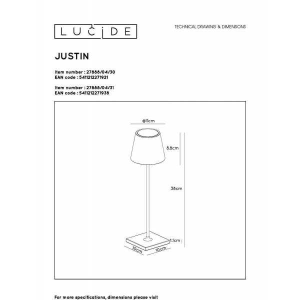 Уличный светодиодный светильник Lucide Justin 27888/04/30 Уличный светодиодный светильник Lucide Justin 27888/04/30