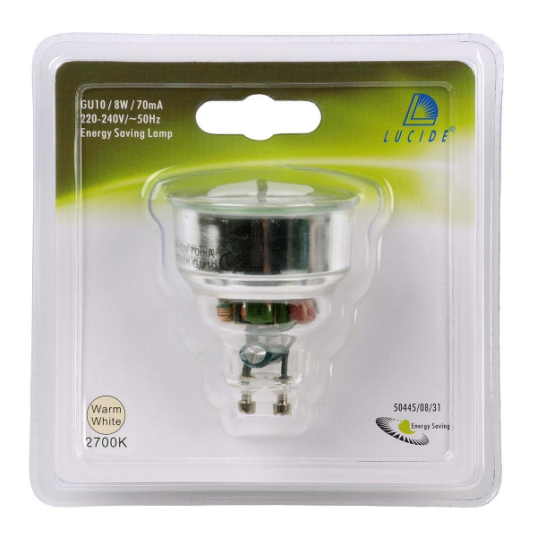 Лампа люминесцентные Lucide GU10 8W 2700K прозрачная 50445/08/31 Лампа люминесцентные Lucide GU10 8W 2700K прозрачная 50445/08/31
