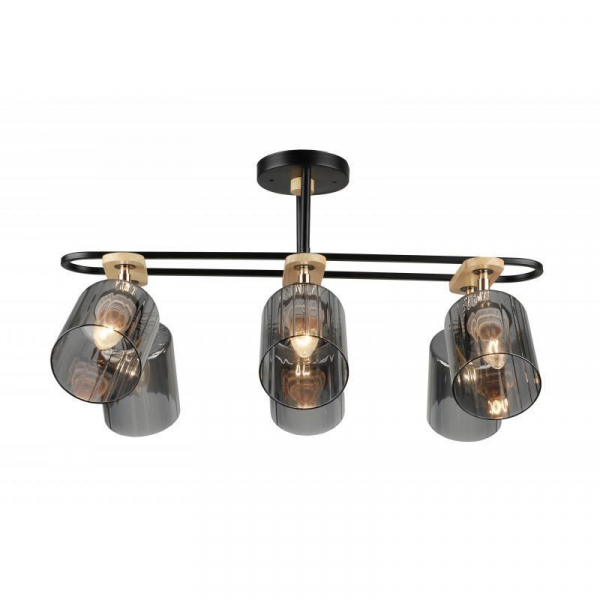 Потолочная люстра IMEX MD.5712-6-S-BK+WOOD Потолочная люстра IMEX MD.5712-6-S-BK+WOOD