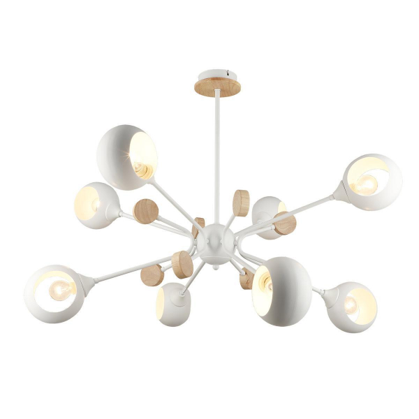 Подвесная люстра IMEX MD.4902-8-S WH+WOOD Подвесная люстра IMEX MD.4902-8-S WH+WOOD