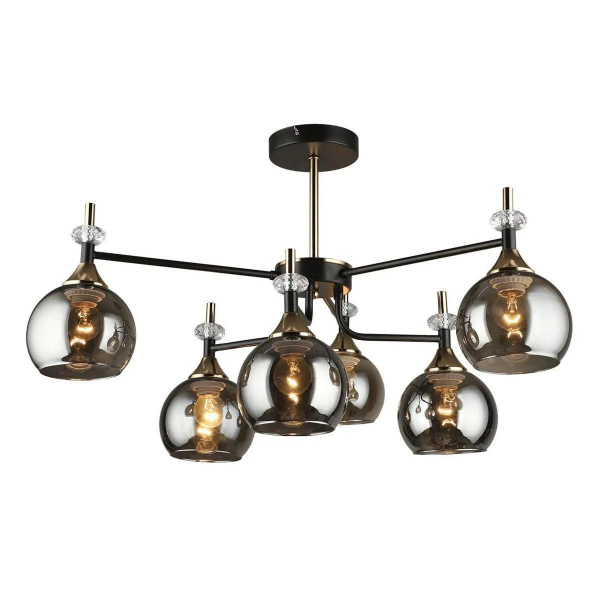 Потолочная люстра IMEX MD.4890-6-S COFFEE+FGD Потолочная люстра IMEX MD.4890-6-S COFFEE+FGD