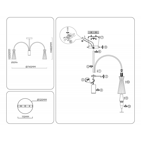 Люстра на штанге Ambrella light High light LH55653 Люстра на штанге Ambrella light High light LH55653