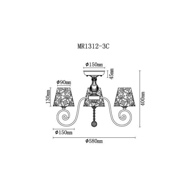 Потолочная люстра MyFar Ceiling Luna MR1312-3C Потолочная люстра MyFar Ceiling Luna MR1312-3C