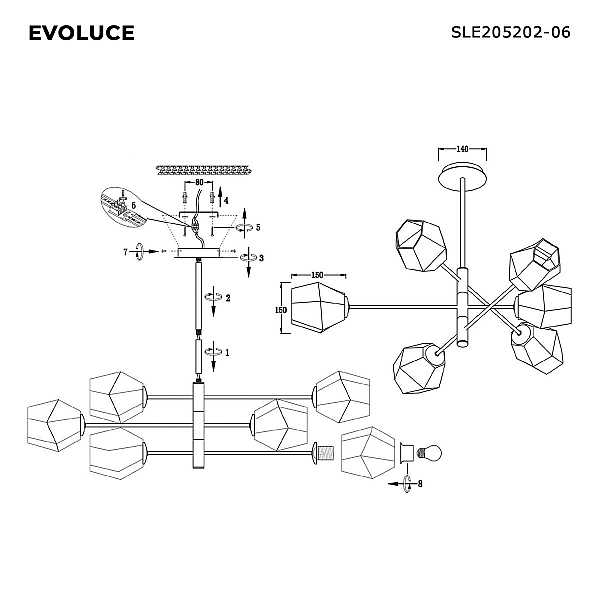 Подвесная люстра Evoluce TERRAMO SLE205202-06
