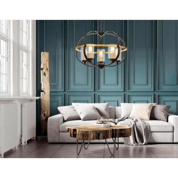 Подвесная люстра Lumina Deco Monterey LDP 1141-5 BK+MD Подвесная люстра Lumina Deco Monterey LDP 1141-5 BK+MD